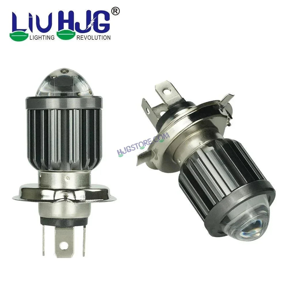 HJG H4 Lens White Yellow LED Headlight Bulb H4 For All Motorcycles (Low and High Beam Bulbs (White) White Yellow 40W Lens) - Type H4 - Biker.Store - www.biker.store