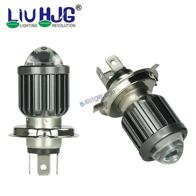 HJG H4 Lens White Yellow LED Headlight Bulb H4 For All Motorcycles (Low and High Beam Bulbs (White) White Yellow 40W Lens) - Type H4 - Biker.Store - www.biker.store