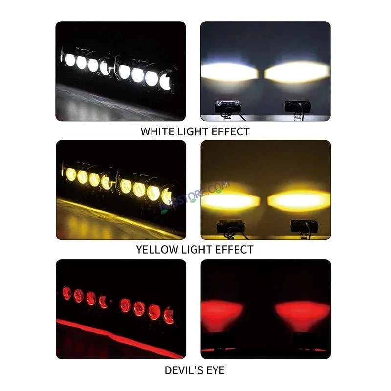 HJG Future Eyes 4 Lens 120W 4 Lens MEGA DRIVE Fog Light For Bike/Car/Thar/Jeep ( Cool White, 60W each * 2 = 120W Total ) - Pack of 2 Future Eyes 4 Lens - Biker.Store - www.biker.store