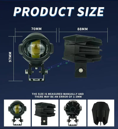 HJG 120W Large Size Alien Projector Foglight 120W with Wide Spread White/Yellow/Warm White Light 120W 2pc Foglight Ultra Wide Dual Intensity LED Driving Fog Lights 3000K/4300K/6500K Universal For All Cars & Bikes LIU HJG Large Alien 1 Foglight, Pack of 2 - Biker.Store - www.biker.store