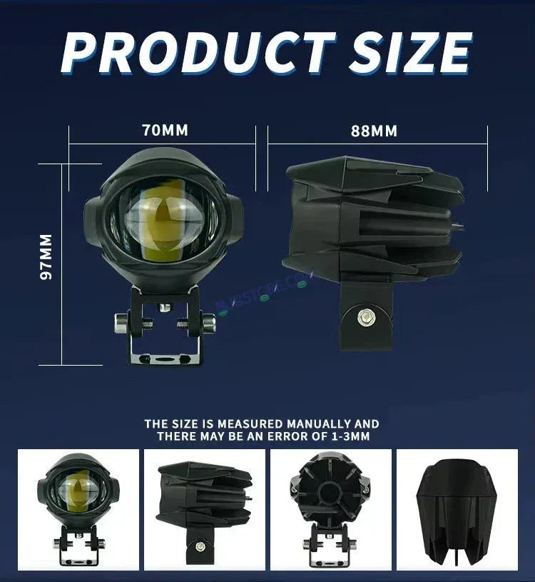 HJG 120W Large Size Alien Projector Foglight 120W with Wide Spread White/Yellow/Warm White Light 120W 2pc Foglight Ultra Wide Dual Intensity LED Driving Fog Lights 3000K/4300K/6500K Universal For All Cars & Bikes LIU HJG Large Alien 1 Foglight, Pack of 2 - Biker.Store - www.biker.store
