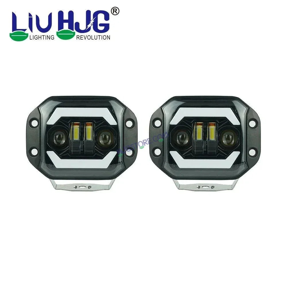 HJG New Model Lens 120W Foglight Foglamp HJG Car Accessories Led Headlights Mini Driving Lights Led Fog Lights For Motorcycle Lights, Set of 2 - Biker.Store - www.biker.store
