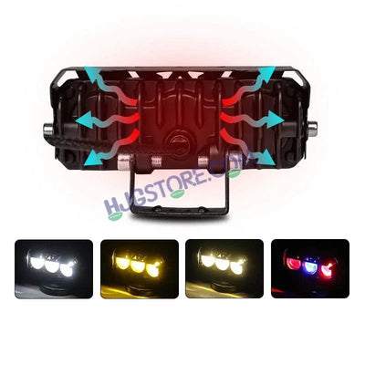 HJG 3 Lens Red Blue 40W Foglight with Red Blue Flash Mode 3 Lens Projector Foglight 40W Foglight Ultra Wide Dual Intensity LED Fog Lights White/Yellow/Warm White/Flash/Red Blue DRL Universal For All Cars & Bikes LIU HJG 3 Lens Red Blue 40W Foglight 1pc - Biker.Store - www.biker.store