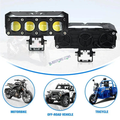 HJG Future Eyes 4 Lens 120W 4 Lens MEGA DRIVE Fog Light For Bike/Car/Thar/Jeep ( Cool White, 60W each * 2 = 120W Total ) - Pack of 2 Future Eyes 4 Lens - Biker.Store - www.biker.store