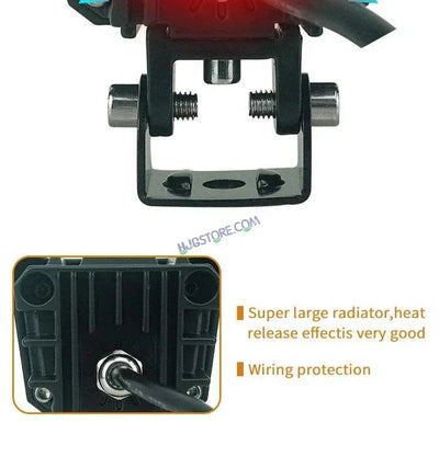 HJG New Model 150W Foglight Projector Lens with Devil Red DRL Future Eyes 150W MEGA DRIVE Fog Light For Bike/Car/Thar/Jeep ( Cool White, 75W each * 2 = 150W Total ) - Pack of 2 - Biker.Store - www.biker.store