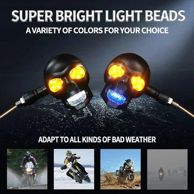HJG Skull Indicator Skull Shape Turn Signal Lights Indicator Universal for All Bikes Models Turn Signal Lights Motorcycle Set of 2 HJG Skull Indicator - Biker.Store - www.biker.store
