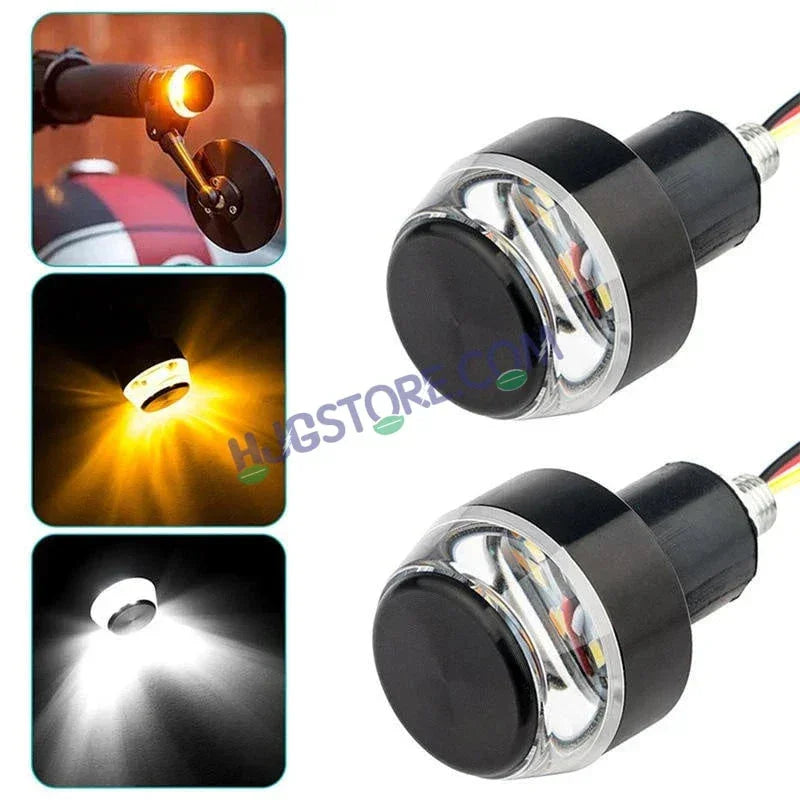 HJG Handle Light White/Yellow Motorcycle Handlebar Light White Yellow Bike Turn Signals Waterproof Flexible Blinker Bright LED Handlebar Light Universal For All Bike Models Motorcycle Handle Light LIU HJG Handle Light, Universal for All Bikes, Pack of 2 - Biker.Store - www.biker.store