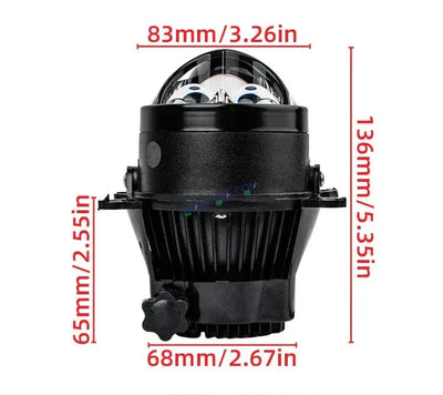 HJG 3 Inch Bi LED Car Projector 140W H8/H9/H11/H16 Foglight with Laser Spot and Wide Spread Red DRL/White/Yellow/Warm White Light 140W Foglight Ultra Wide Dual Intensity LED Driving Fog Lights 3000K/4300K/6500K Universal For All Cars & Bikes H8/H9/H11/H16 - Biker.Store - www.biker.store