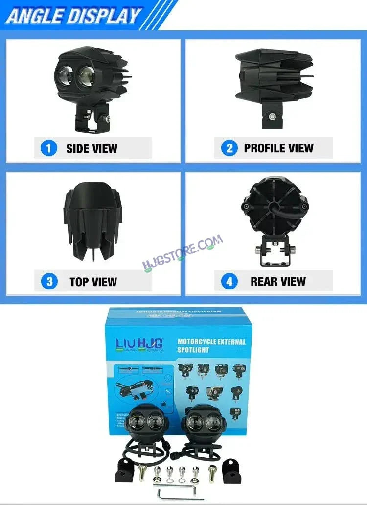 HJG Alien 2 Lens Projector Foglight 120W with Wide Spread White/Yellow/Warm White Light 120W 2pc Foglight Ultra Wide Dual Intensity LED Driving Fog Lights 3000K/4300K/6500K Universal For All Cars & Bikes LIU HJG Alien 2 Lens Projector Foglight, Pack of 2 - Biker.Store - www.biker.store