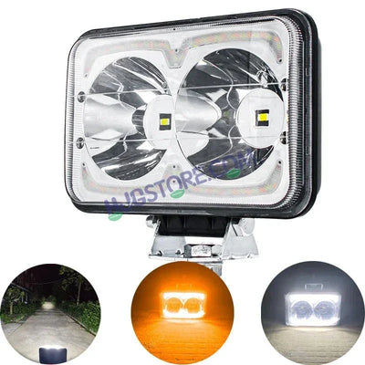 HJG W09 5x7" Classic Square Foglight Headlight 51W 6.5" Foglight White/Yellow DRL Dual LED Foglight Amber/White DRL White Light 51W Foglight Ultra Wide Dual Intensity LED Driving Fog Lights Universal For All Cars & Bikes LIU HJG Classic W09 6.5 Inch Fog - Biker.Store - www.biker.store