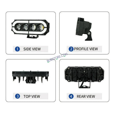 HJG 4 Lens with RGB Ring DRL 4 Projector Lens 2pc Foglight with RGB Ring 4 LED Projector Fog 120W with RGB DRL Foglight Ultra Wide Dual Intensity LED Fog Lights White/Yellow/RGB DRL Projector (120W) Universal For All Cars & Bikes LIU HJG 4 Lens RGB Ring - Biker.Store - www.biker.store