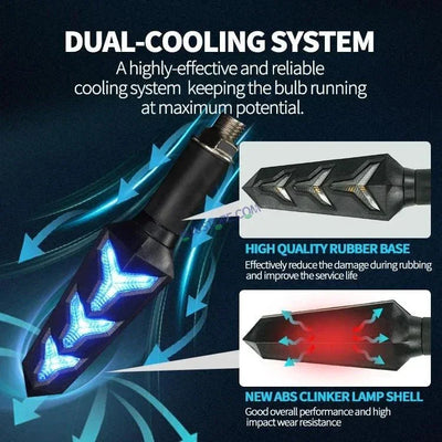 HJG Waterproof Flexible Arrow Running Style Blinker Bright LED Indicators Universal For All Bike Models Motorcycle Turn Signal Lights - Biker.Store - www.biker.store