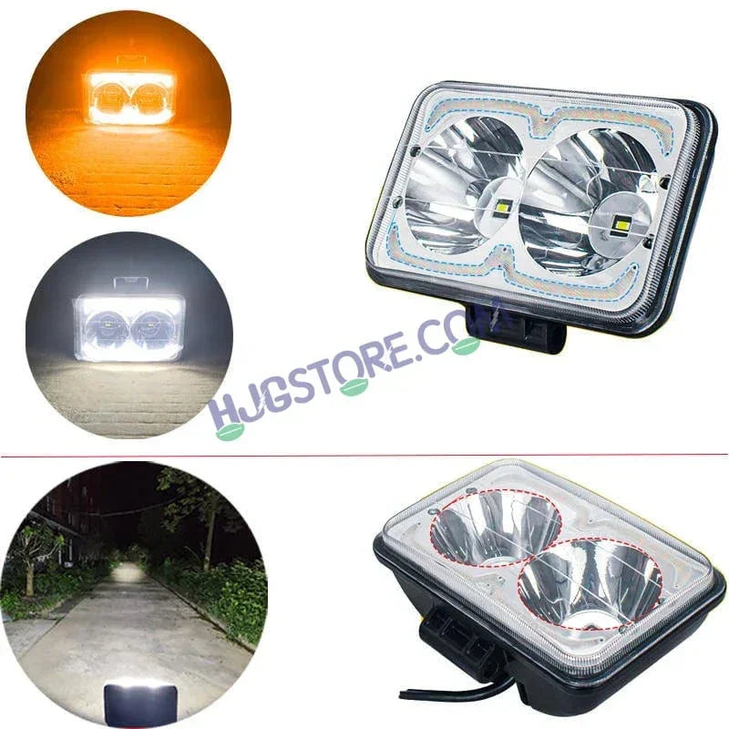 HJG W09 5x7" Classic Square Foglight Headlight 51W 6.5" Foglight White/Yellow DRL Dual LED Foglight Amber/White DRL White Light 51W Foglight Ultra Wide Dual Intensity LED Driving Fog Lights Universal For All Cars & Bikes LIU HJG Classic W09 6.5 Inch Fog - Biker.Store - www.biker.store