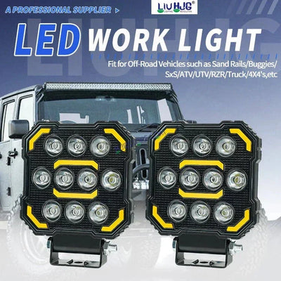 HJG 11 LED New Model Fog Light 60W LIU HJG Square Fog Light with DRL For Universal For Bike Universal For Car (Set of 2) 60W HJG - Biker.Store - www.biker.store