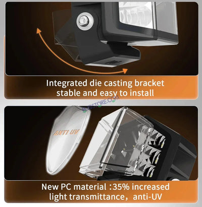 HJG W28 Helao 4x4 Lens CREE Foglight 60W 4x4 Lens Square Edge W28 4 Lens Square Edge 1pc Foglight 60W Foglight Ultra Wide Intensity LED Foglight White CREE Spread Foglight (60W) Universal For All Cars & Bikes LIU HJG W28 Helao 4x4 Lens Foglight Edge Light - Biker.Store - www.biker.store