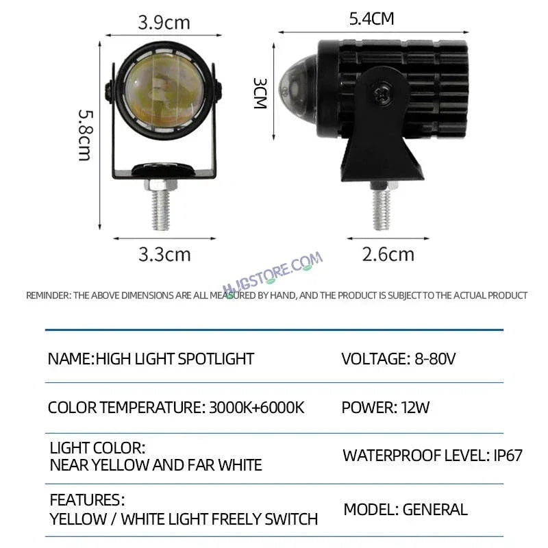 HJG Mini Spot Light Devil with Red DRL, White, Yellow Light Car Motorcycle Truck Off Road 20w Spot Fog Lights Driving Spotlight HJG Original Spot Light Fog light Devil Mini Drive, Pack of 1 - Biker.Store - www.biker.store