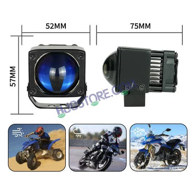 HJG Mini Laser Cannon Foglight 300 Meters Laser Focus Projector Fog Projector Lens with 300 Meters Projection Distance 80W Foglight Ultra Wide Dual Intensity LED Fog Lights White/Yellow Universal For All Cars & Bikes LIU HJG Mini Laser Cannon Foglight 2pc - Biker.Store - www.biker.store