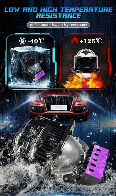 HJG 3 Inch Bi LED Car Projector 140W H8/H9/H11/H16 Foglight with Laser Spot and Wide Spread Red DRL/White/Yellow/Warm White Light 140W Foglight Ultra Wide Dual Intensity LED Driving Fog Lights 3000K/4300K/6500K Universal For All Cars & Bikes H8/H9/H11/H16 - Biker.Store - www.biker.store