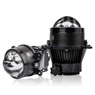 HJG 3 Inch Bi LED Car Projector 140W H8/H9/H11/H16 Foglight with Laser Spot and Wide Spread Red DRL/White/Yellow/Warm White Light 140W Foglight Ultra Wide Dual Intensity LED Driving Fog Lights 3000K/4300K/6500K Universal For All Cars & Bikes H8/H9/H11/H16 - Biker.Store - www.biker.store