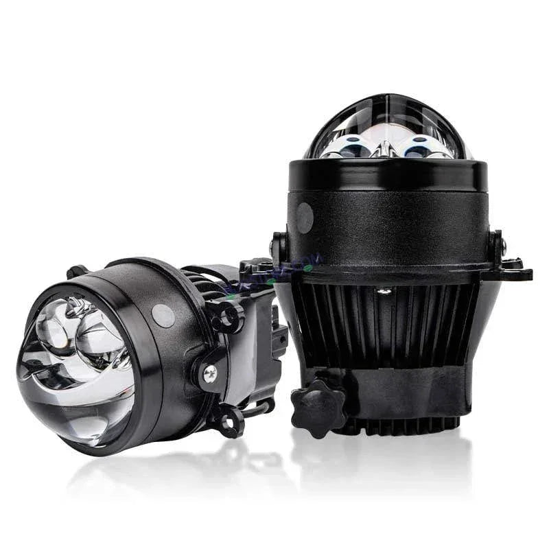 HJG 3 Inch Bi LED Car Projector 140W H8/H9/H11/H16 Foglight with Laser Spot and Wide Spread Red DRL/White/Yellow/Warm White Light 140W Foglight Ultra Wide Dual Intensity LED Driving Fog Lights 3000K/4300K/6500K Universal For All Cars & Bikes H8/H9/H11/H16 - Biker.Store - www.biker.store