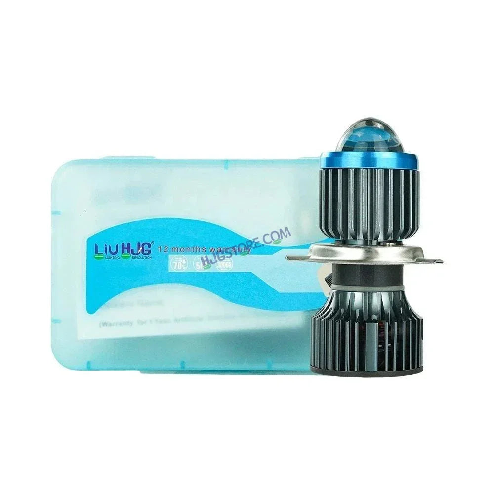 HJG H4 Lens White Yellow LED Headlight Bulb H4 Metallic Body For All Motorcycles, Car, SUV (Low and High Beam Bulbs (White) White Yellow 50W Lens) - Type H4 - Biker.Store - www.biker.store