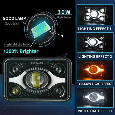 HJG DOT Approved High Beam LED Headlamp High Brightness 4x6 Inch Rectangular LED Headlight 231214 HJG - Biker.Store - www.biker.store