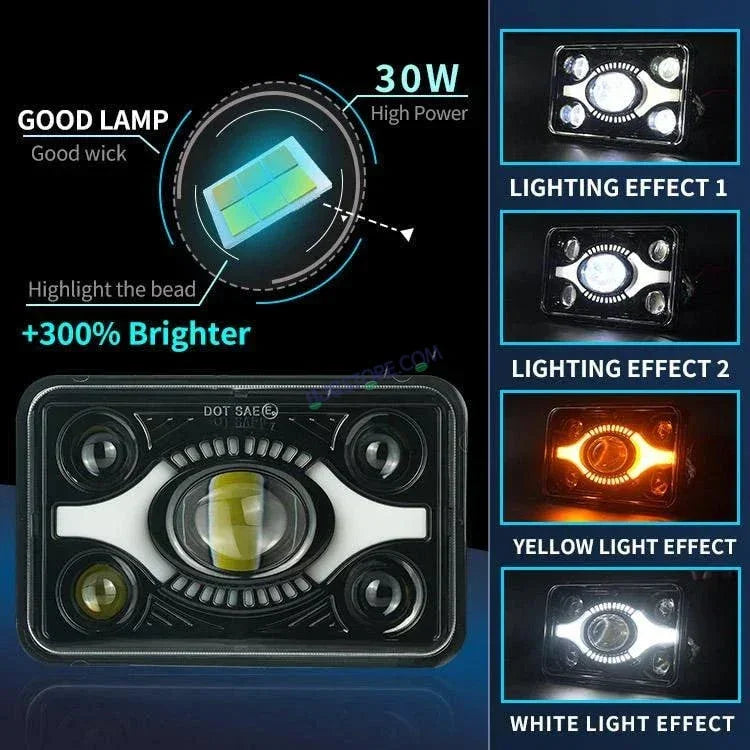 HJG DOT Approved High Beam LED Headlamp High Brightness 4x6 Inch Rectangular LED Headlight 231214 HJG - Biker.Store - www.biker.store