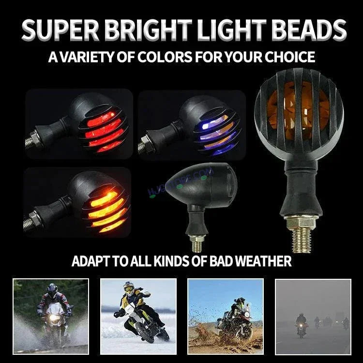 HJG Indicator Round Waterproof Flexible Blinker Bright LED Indicators Universal For All Bike Models Motorcycle Turn Signal Lights HJG Indicator - Biker.Store - www.biker.store