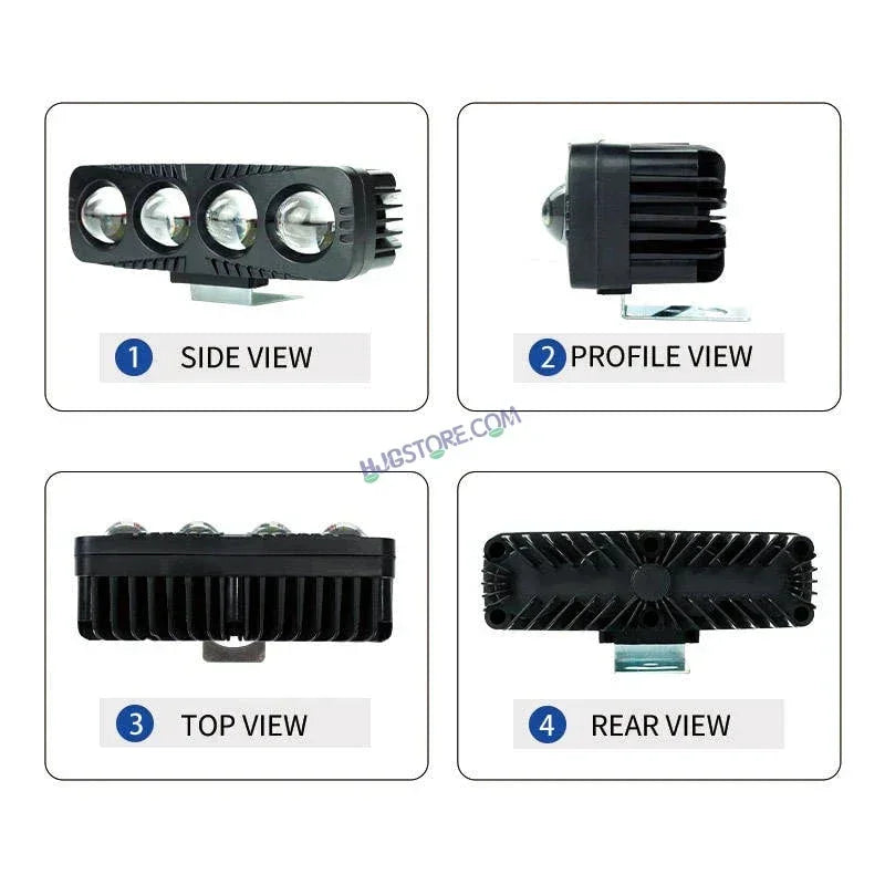 HJG 4 Lens Fog Light 80W Red Devil DRL 4 Lens Projector Lens Foglight 80W (2 * 40W) 4 Lens LED Projector Fog 80W with Red Devil DRL Foglight Ultra Wide Dual Intensity LED Fog Lights White/Yellow/Red Devil DRL Projector (80W) Universal For All Cars & Bikes - Biker.Store - www.biker.store