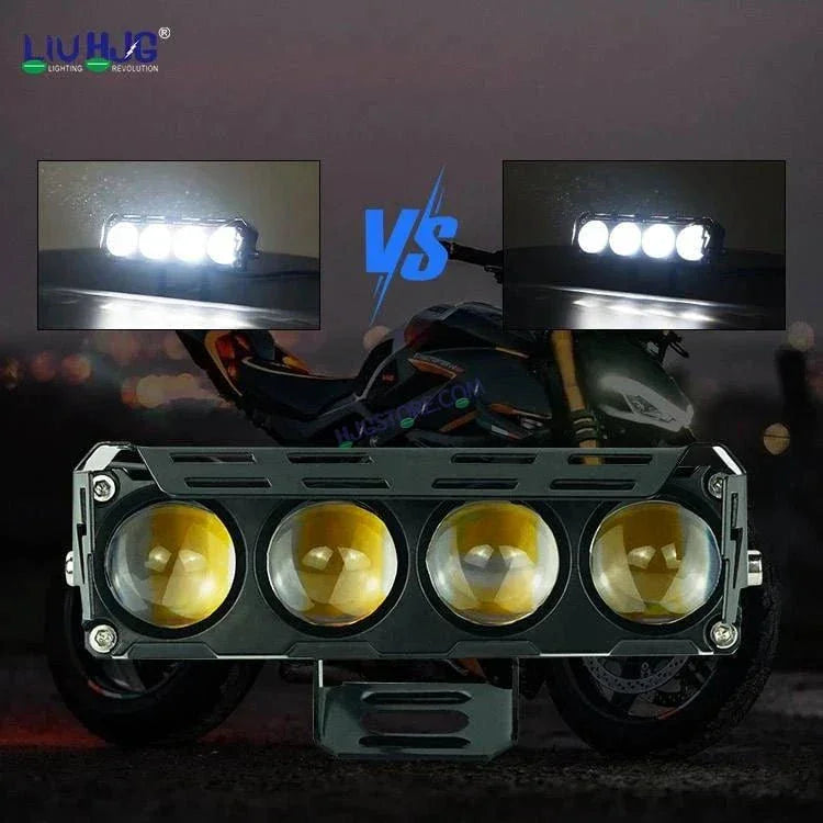 HJG Future Eyes 4 Lens 120W 4 Lens MEGA DRIVE Fog Light For Bike/Car/Thar/Jeep ( Cool White, 60W each * 2 = 120W Total ) - Pack of 2 Future Eyes 4 Lens - Biker.Store - www.biker.store