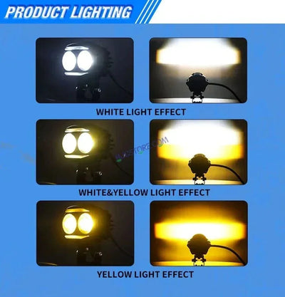 HJG Alien 2 Lens Projector Foglight 120W with Wide Spread White/Yellow/Warm White Light 120W 2pc Foglight Ultra Wide Dual Intensity LED Driving Fog Lights 3000K/4300K/6500K Universal For All Cars & Bikes LIU HJG Alien 2 Lens Projector Foglight, Pack of 2 - Biker.Store - www.biker.store
