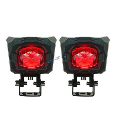 HJG New Model 150W Foglight Projector Lens with Devil Red DRL Future Eyes 150W MEGA DRIVE Fog Light For Bike/Car/Thar/Jeep ( Cool White, 75W each * 2 = 150W Total ) - Pack of 2 - Biker.Store - www.biker.store