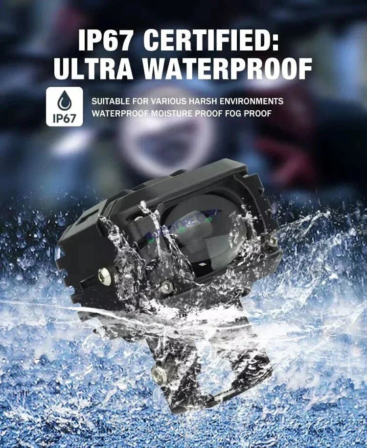 HJG M1 LED Projector Foglight 120W with Wide Spread Red DRL/White/Yellow/Warm White Light 120W 2pc Foglight Ultra Wide Dual Intensity LED Driving Fog Lights 3000K/4300K/6500K Universal For All Cars & Bikes LIU HJG M1 Single Projector Foglight, Pack of 2 - Biker.Store - www.biker.store