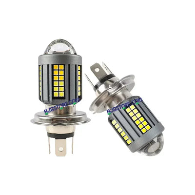 HJG H4 Lens New Model White Yellow LED Headlight Bulb H4 For All Motorcycles (Low and High Beam Bulbs (White) White Yellow 50W Lens) - Type H4 - Biker.Store - www.biker.store