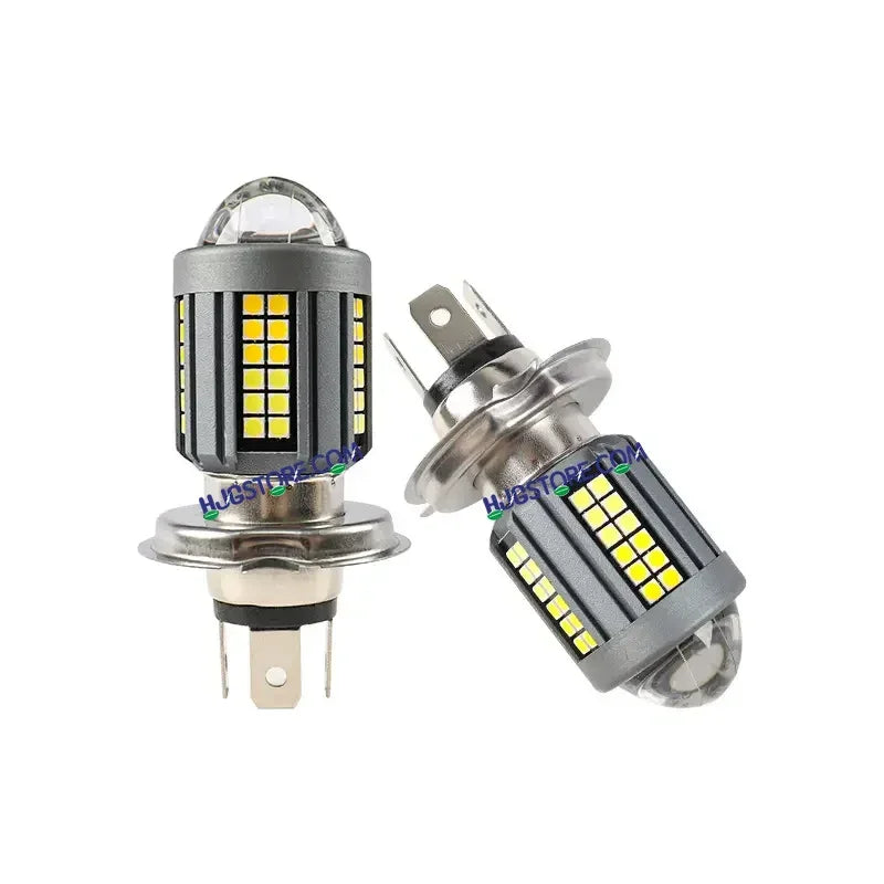 HJG H4 Lens New Model White Yellow LED Headlight Bulb H4 For All Motorcycles (Low and High Beam Bulbs (White) White Yellow 50W Lens) - Type H4 - Biker.Store - www.biker.store