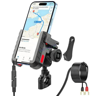 HJG Compact Pro 7579 Type-C Shockproof Mobile Holder with Jaw Grip Damper Anti Vibration with Type-C USB Charger for Bike, Two Wheelers Universal HJG Mobile Holder Pro 7579 Anti-Shake Anti-Theft Zero Vibration Shockproof Mobile Holder with Type-C Charger - Biker.Store - www.biker.store