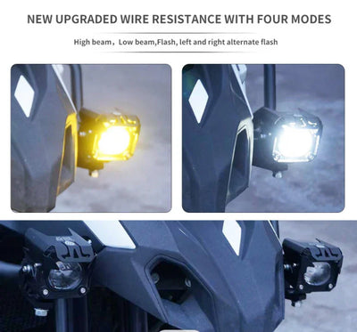 HJG 120W Mini LED Fog Projector Fog Light LED Work Light Fog Lamp Dual Color Motorcycle Lights Spot Light High beam/Low beam Electric Cars (Headlights) (12-80V DC – 60W) - Biker.Store - www.biker.store