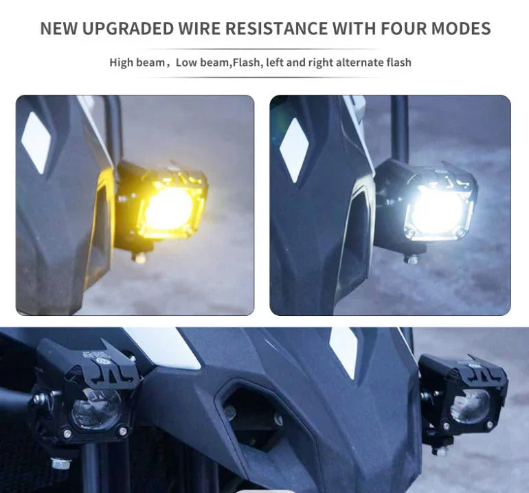 HJG 120W Mini LED Fog Projector Fog Light LED Work Light Fog Lamp Dual Color Motorcycle Lights Spot Light High beam/Low beam Electric Cars (Headlights) (12-80V DC – 60W) - Biker.Store - www.biker.store