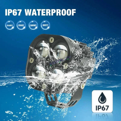 HJG 4x4 Projector Lens Foglight with Wiring Kit 80W 4*4 Lens Future Eyes Fog Projector Lens 2pc Foglight White/Yellow/Flash Modes 80W Foglight LED Fog Lights White/Yellow/Flash Universal For All Cars Bikes LIU HJG 4x4 Projector with Wiring Harness Kit - Biker.Store - www.biker.store