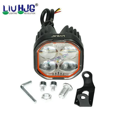 HJG New 4x4 Projector Lens 2pc Foglight 4 LED Projector Fog Quad 4x4 Lens 80W with Red DRL Foglight Ultra Wide Dual Intensity LED Fog Lights White/Yellow/Red DRL Projector (80W) Universal For All Cars & Bikes LIU HJG Projector 4x4 Lens Projector Fog Light - Biker.Store - www.biker.store
