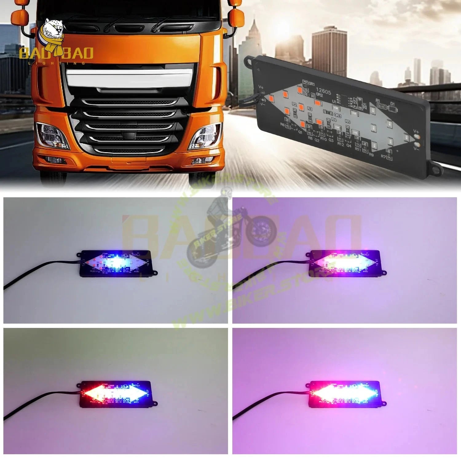 BOSS Patch Light DC12V - 24V Car/Bike/Truck Universal LED Patch Light Traffic Signs LED Arrow Light Signal Board Boss Arrow Sign LED Light for Truck Car - Biker.Store - www.biker.store
