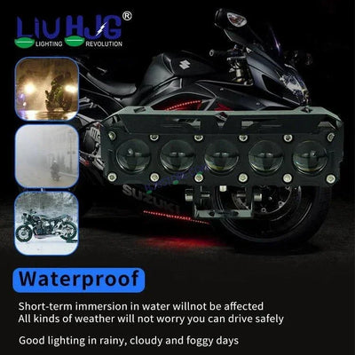 HJG Future Eyes 5 Lens 150W 5 Lens MEGA DRIVE Fog Light For Bike/Car/Thar/Jeep ( Cool White, 75W each * 2 = 150W Total ) - Pack of 2 - Biker.Store - www.biker.store