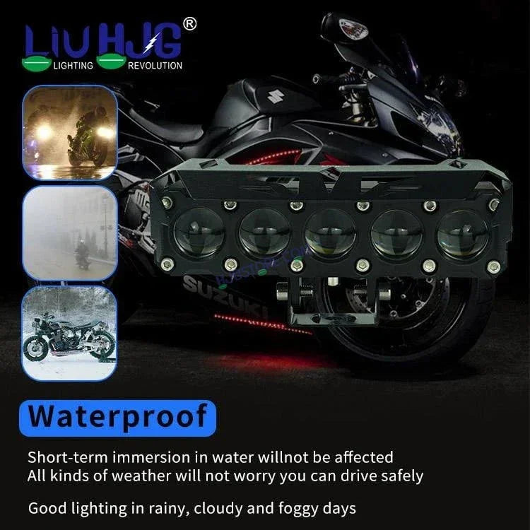 HJG Future Eyes 5 Lens 150W 5 Lens MEGA DRIVE Fog Light For Bike/Car/Thar/Jeep ( Cool White, 75W each * 2 = 150W Total ) - Pack of 2 - Biker.Store - www.biker.store