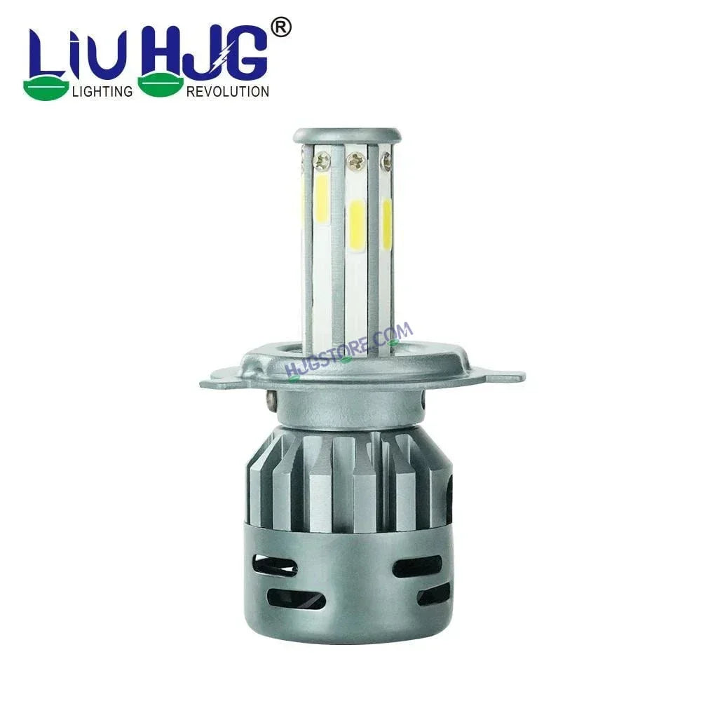 HJG M8 ORIGINAL 100W LED Headlight Bulb H4 For All Motorcycles (Low and High Beam Bulbs (White) AC/DC 100Watt 8 Side Chip) - Type H4 Hi/Lo - Biker.Store - www.biker.store