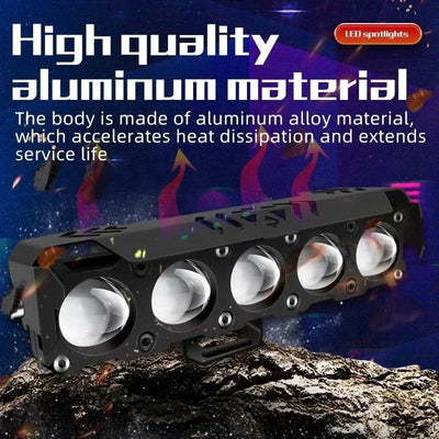 HJG Future Eyes 5 Lens HJG 5 Lens Without Fan NEW MEGA DRIVE Fog Light For Bike/Car/Thar/Jeep ( Cool White/Yellow/Warm White/Flash/Red DRL ) - Pack of 2 Future Eyes 5 Lens with Red DRL HJG - Biker.Store - www.biker.store