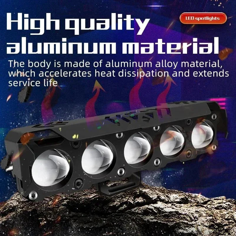 HJG Future Eyes 5 Lens HJG 5 Lens Without Fan NEW MEGA DRIVE Fog Light For Bike/Car/Thar/Jeep ( Cool White/Yellow/Warm White/Flash/Red DRL ) - Pack of 2 Future Eyes 5 Lens with Red DRL HJG - Biker.Store - www.biker.store