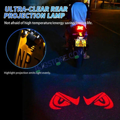 HJG Devil Eye Shadow Light License Plate Ground Projector Shadow Devil Eyes Red/Blue/White/Purple Universal for Two Wheelers/Cars/SUV Ground Devil Eyes Light Projection Universal For All Bikes and Cars LIU HJG License Plate Devil Eye Shadow Projector - Biker.Store - www.biker.store