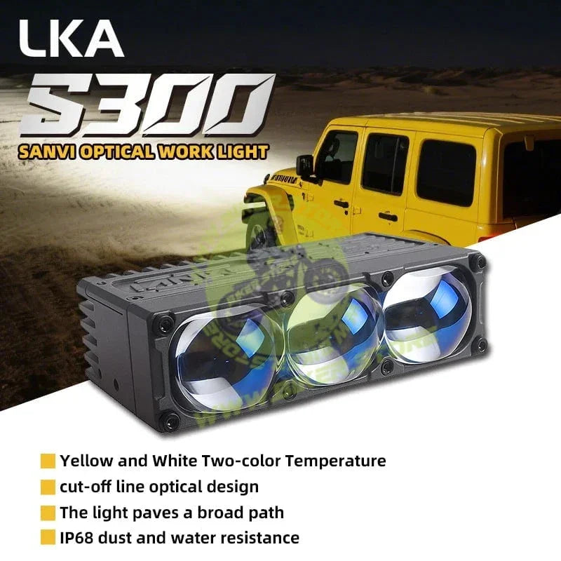 Genome Signature AUX3 3-Lens Grille Light – Super Compact, 16000 High Lumens, Dual Beam (140W/170W) with Blue HD Lens for Fog & Driving - Biker.Store - www.biker.store