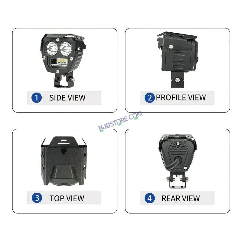 HJG 2 LED Robotic 140W Foglight with Spot and Wide Spread White/Yellow Light 140W Foglight Ultra Wide Dual Intensity LED Driving Fog Lights White/Yellow (2*70W = 140W Total) Universal For All Cars & Bikes LIU HJG Robotic 2 LED 140W Foglight White/Yellow - Biker.Store - www.biker.store