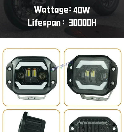 HJG New Model Lens 120W Foglight Foglamp HJG Car Accessories Led Headlights Mini Driving Lights Led Fog Lights For Motorcycle Lights, Set of 2 - Biker.Store - www.biker.store